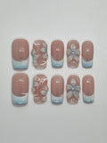 Baby blue press on nail set